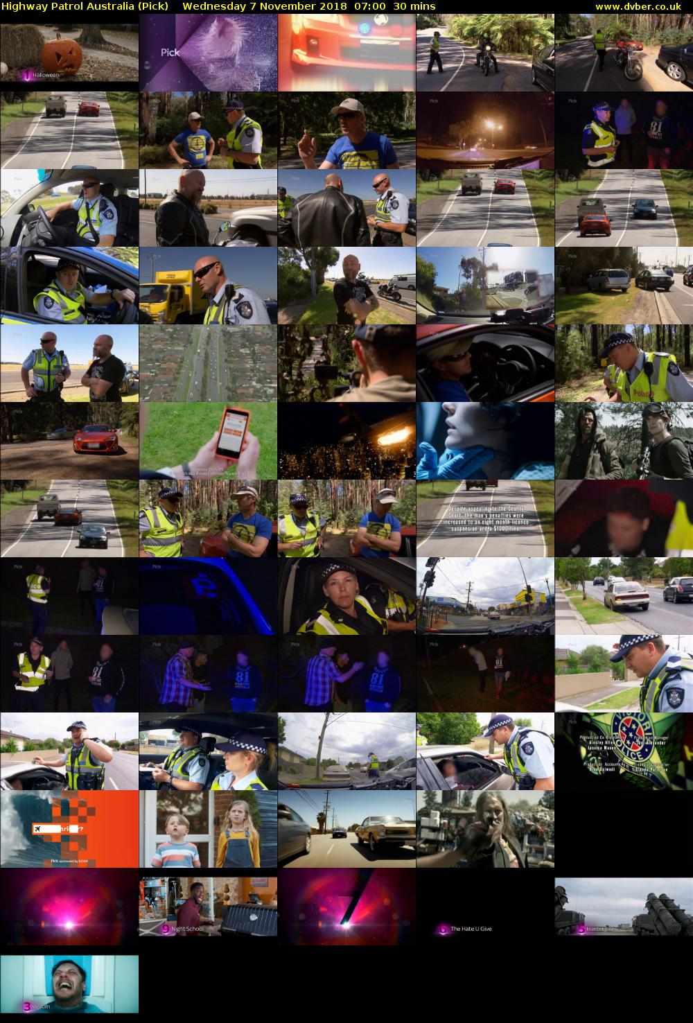 Highway Patrol Australia (Pick) Wednesday 7 November 2018 07:00 - 07:30