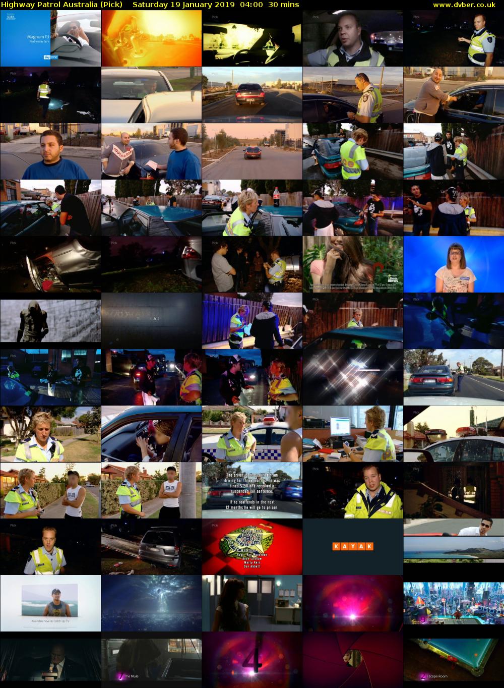 Highway Patrol Australia (Pick) Saturday 19 January 2019 04:00 - 04:30