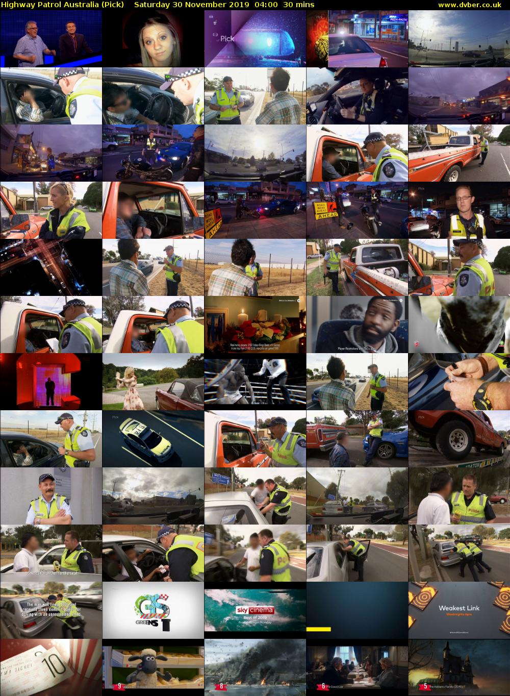 Highway Patrol Australia (Pick) Saturday 30 November 2019 04:00 - 04:30