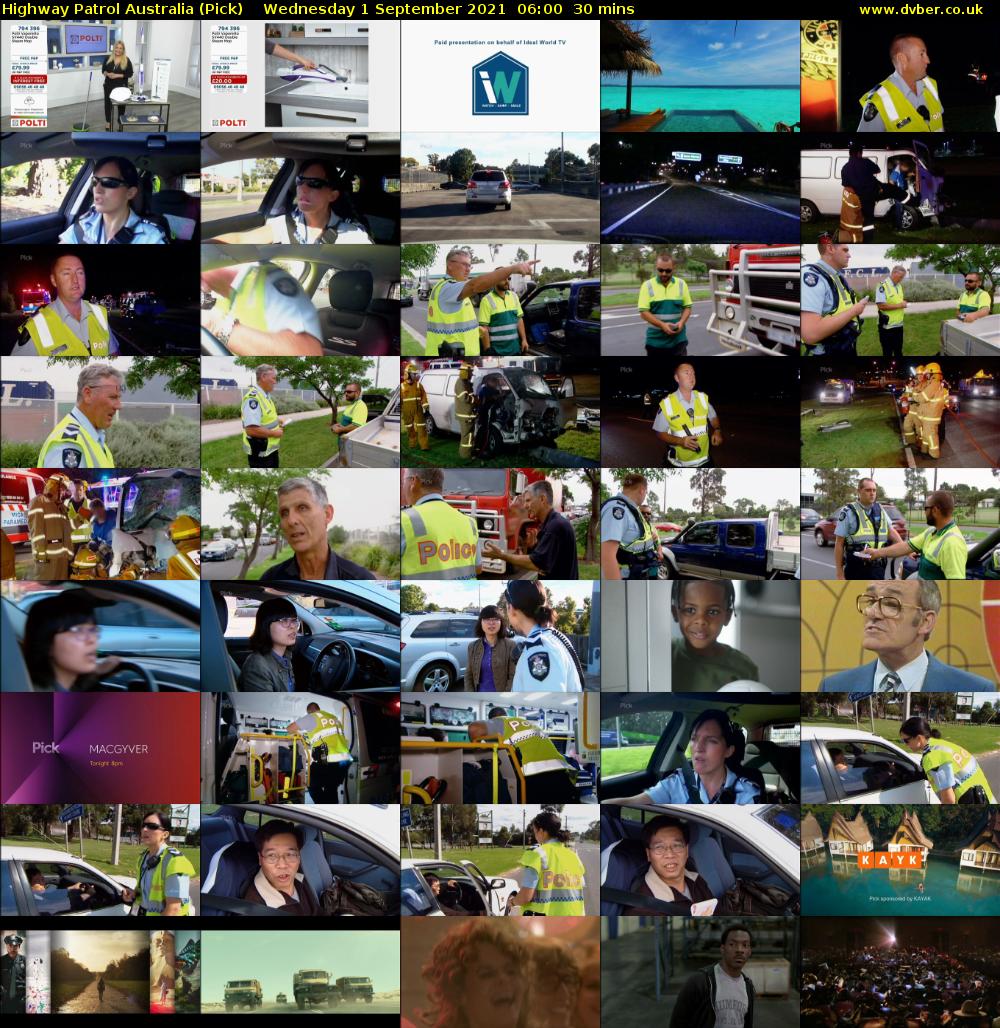 Highway Patrol Australia (Pick) Wednesday 1 September 2021 07:00 - 07:30
