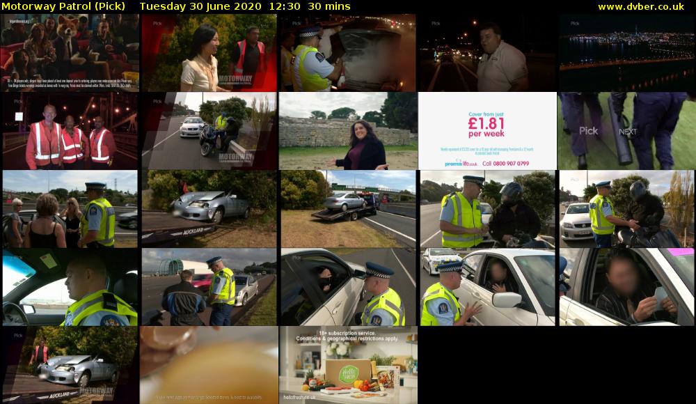 Motorway Patrol (Pick) Tuesday 30 June 2020 12:30 - 13:00