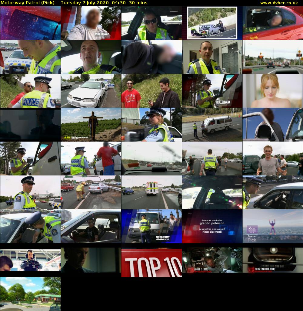 Motorway Patrol (Pick) Tuesday 7 July 2020 04:30 - 05:00