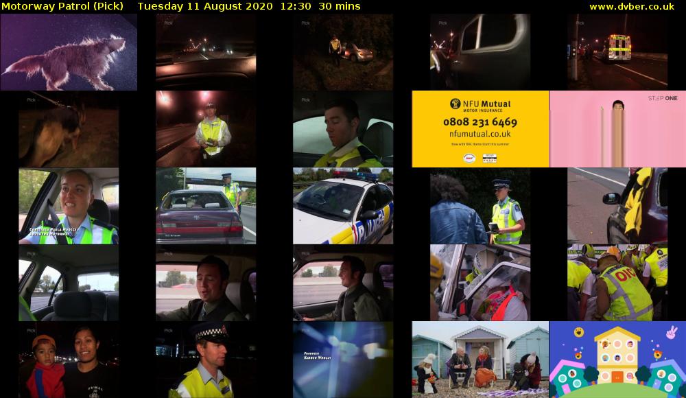 Motorway Patrol (Pick) Tuesday 11 August 2020 12:30 - 13:00