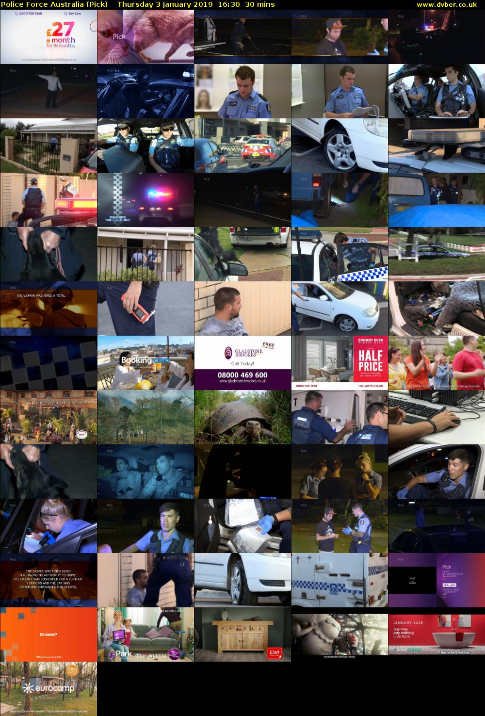Police Force Australia (Pick) Thursday 3 January 2019 16:30 - 17:00