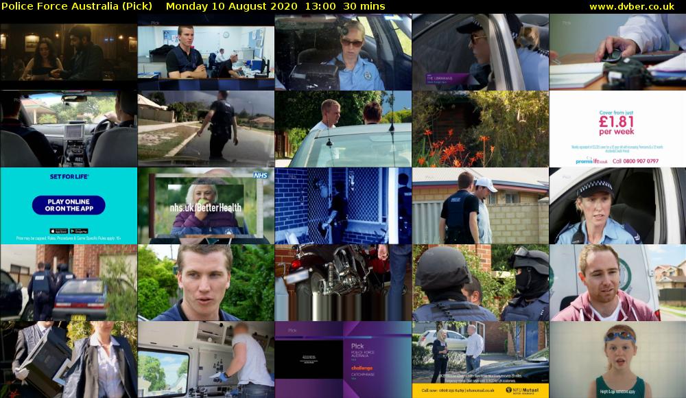 Police Force Australia (Pick) Monday 10 August 2020 13:00 - 13:30