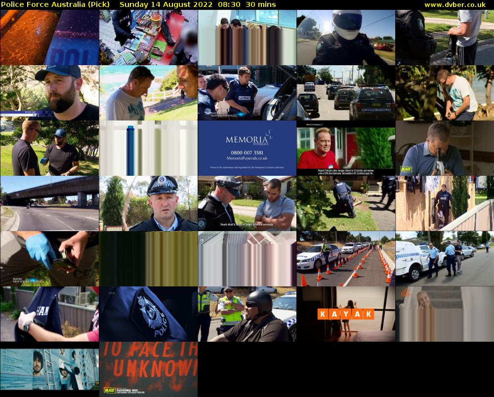 Police Force Australia (Pick) Sunday 14 August 2022 08:30 - 09:00