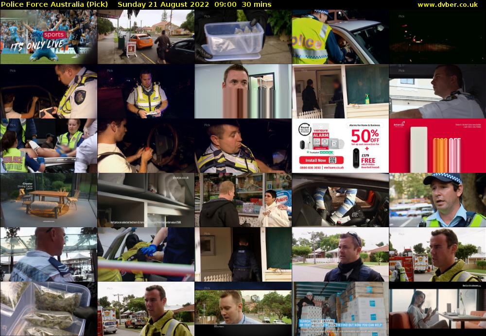 Police Force Australia (Pick) Sunday 21 August 2022 09:00 - 09:30