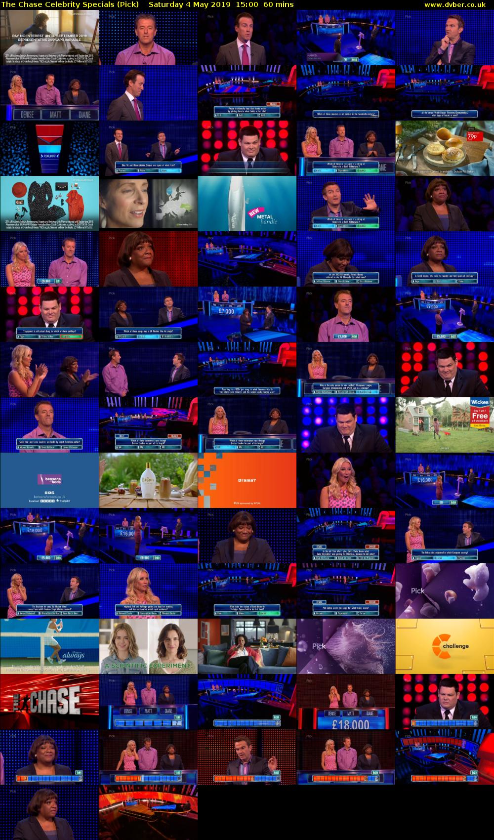The Chase Celebrity Specials (Pick) Saturday 4 May 2019 15:00 - 16:00
