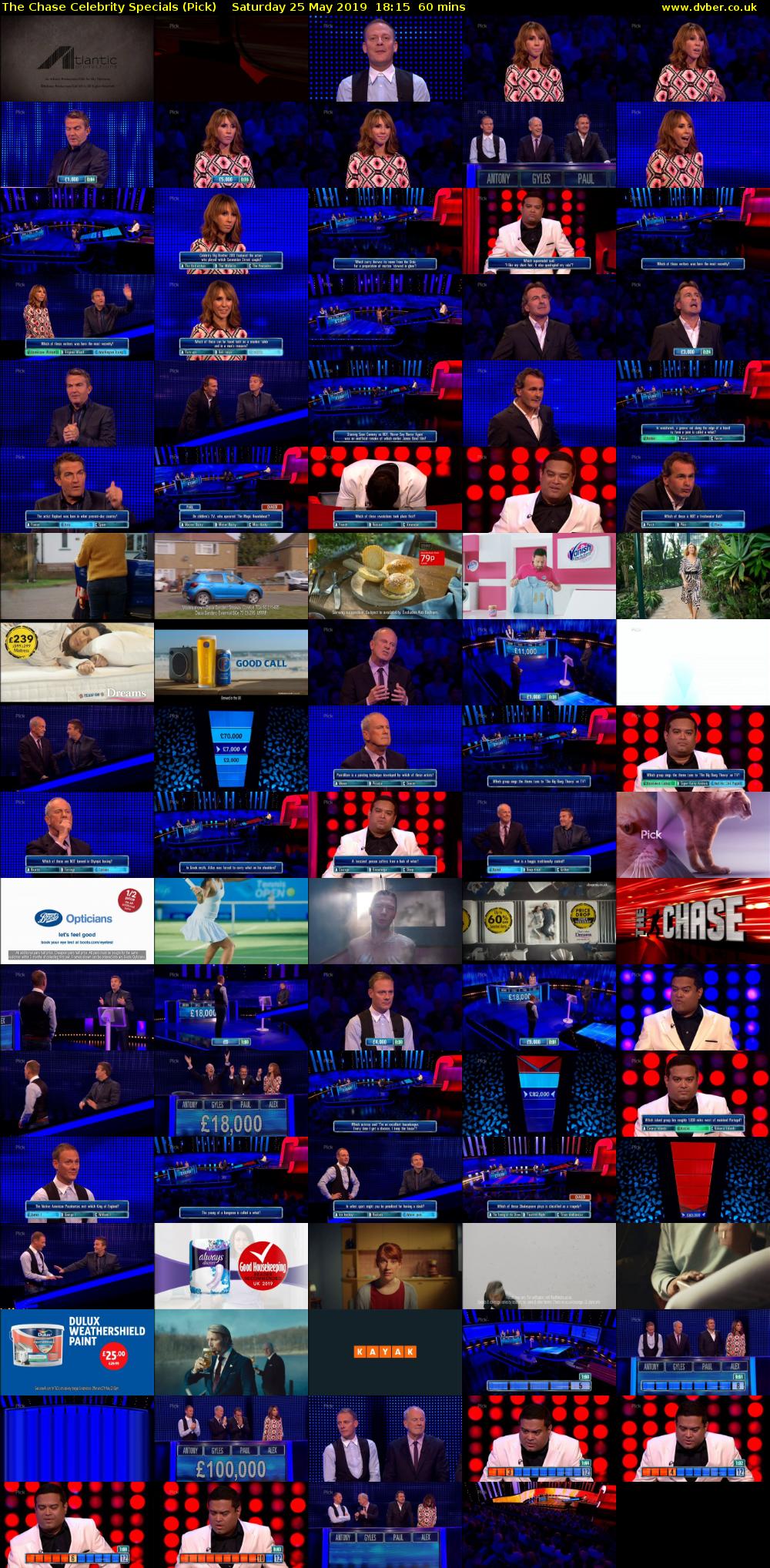 The Chase Celebrity Specials (Pick) Saturday 25 May 2019 18:15 - 19:15