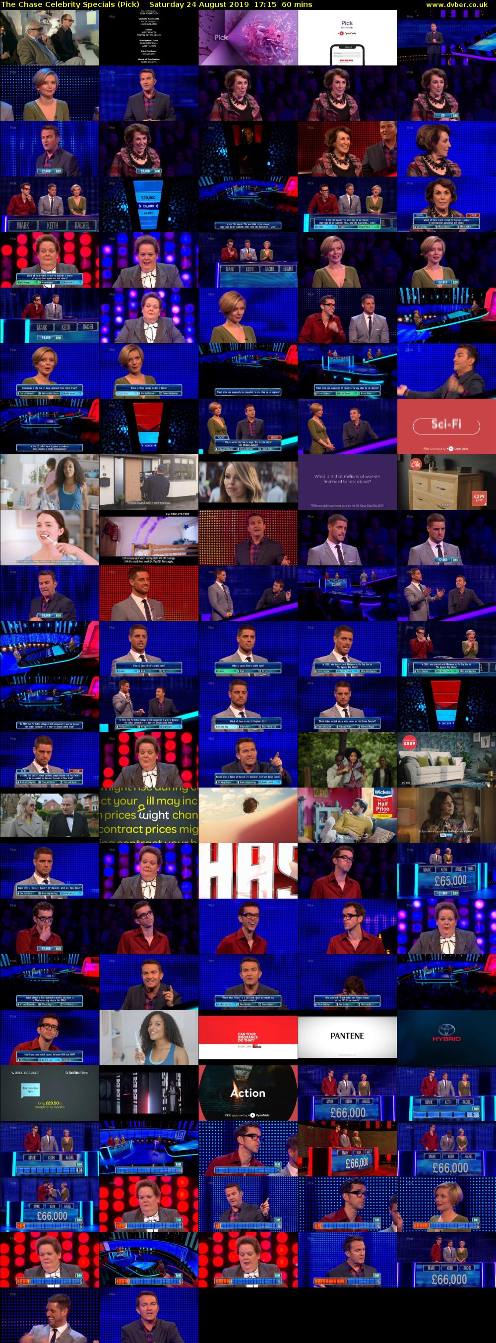 The Chase Celebrity Specials (Pick) Saturday 24 August 2019 17:15 - 18:15
