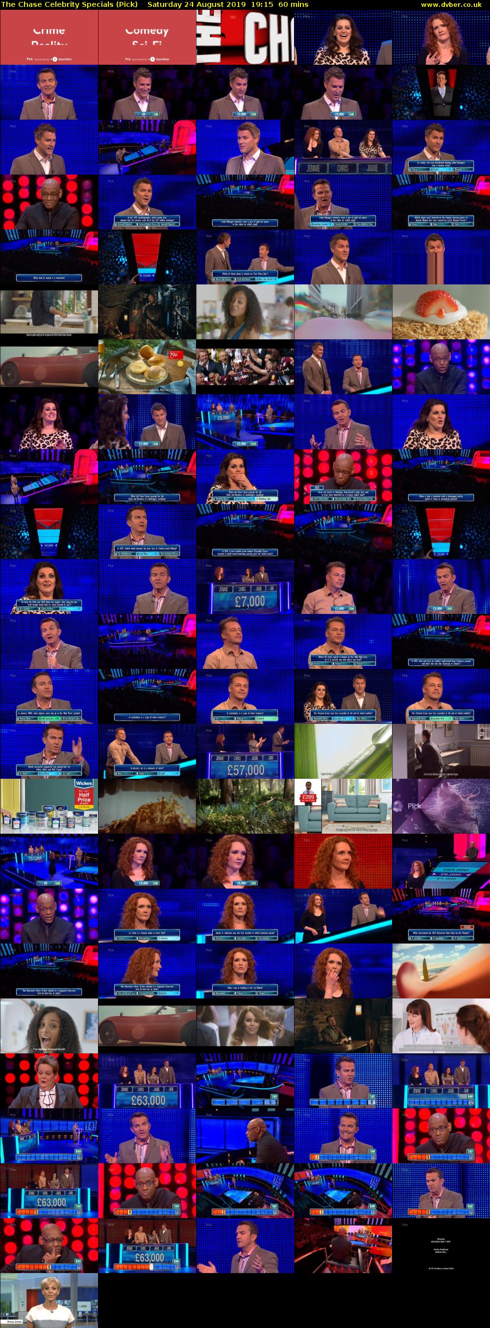 The Chase Celebrity Specials (Pick) Saturday 24 August 2019 19:15 - 20:15