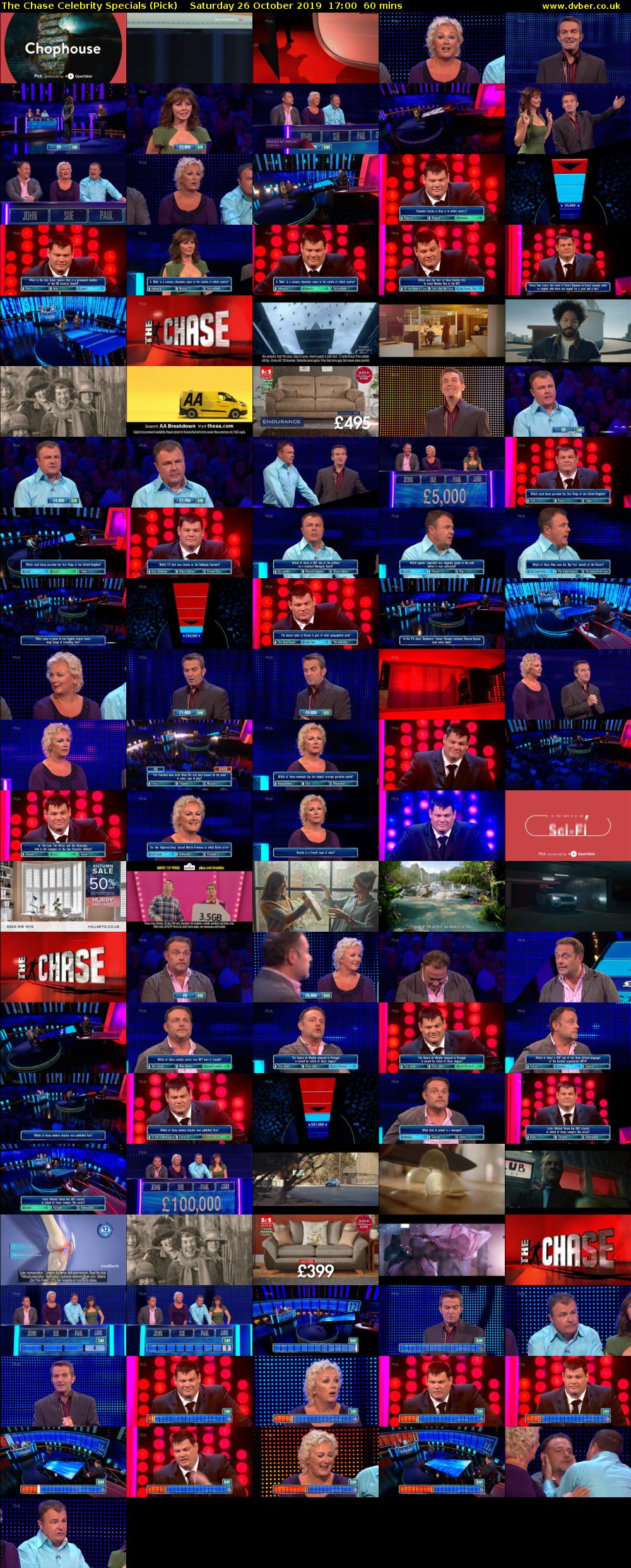 The Chase Celebrity Specials (Pick) Saturday 26 October 2019 17:00 - 18:00