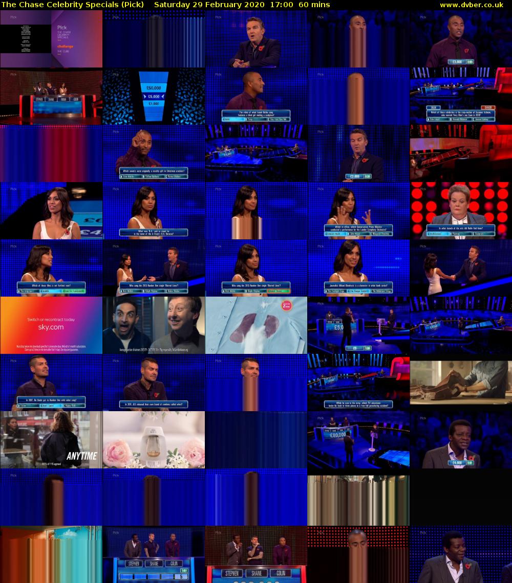 The Chase Celebrity Specials (Pick) Saturday 29 February 2020 17:00 - 18:00