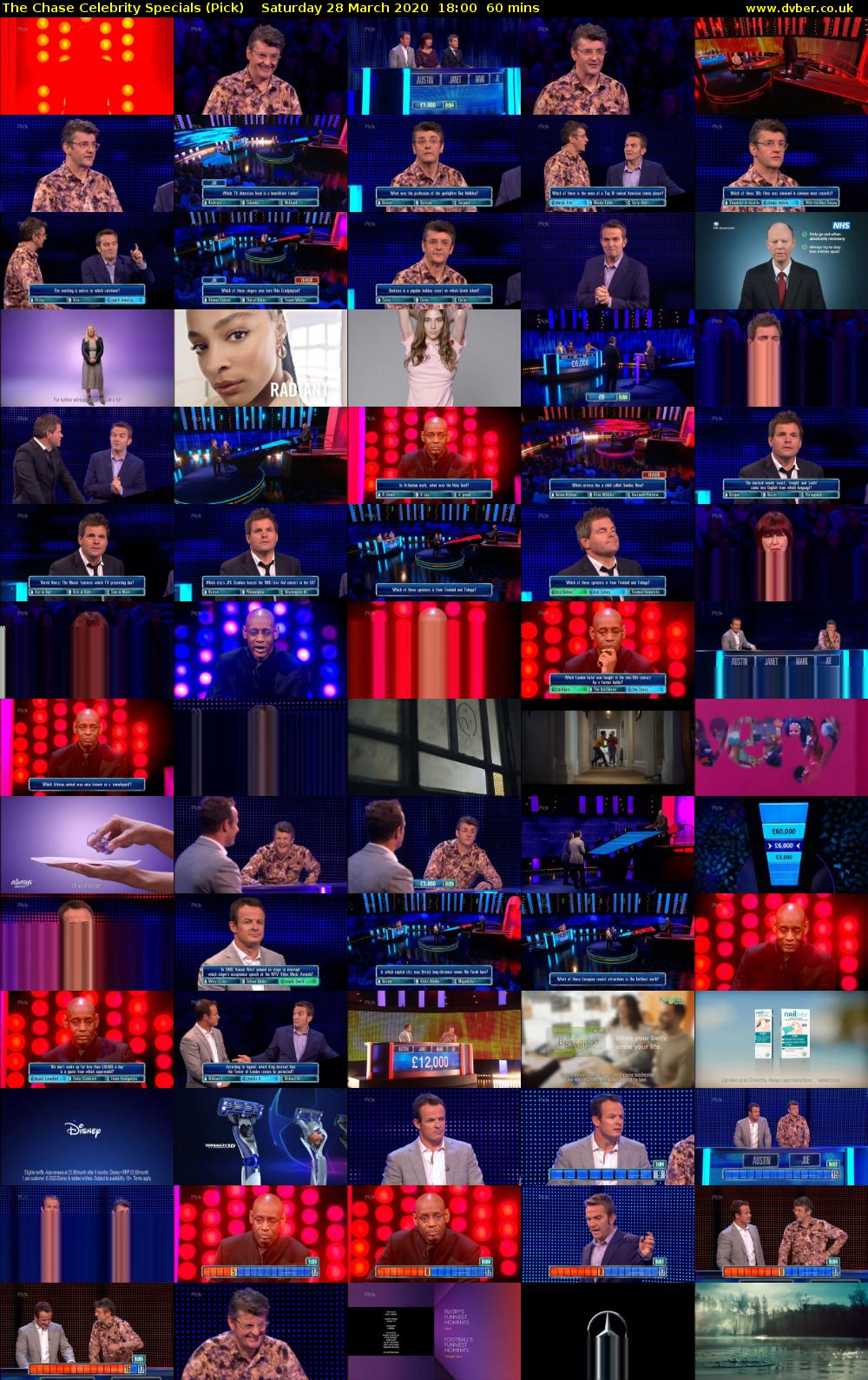 The Chase Celebrity Specials (Pick) Saturday 28 March 2020 18:00 - 19:00