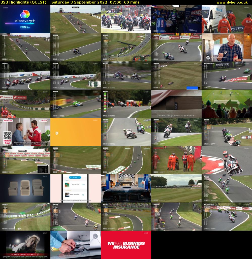 BSB Highlights (QUEST) Saturday 3 September 2022 07:00 - 08:00