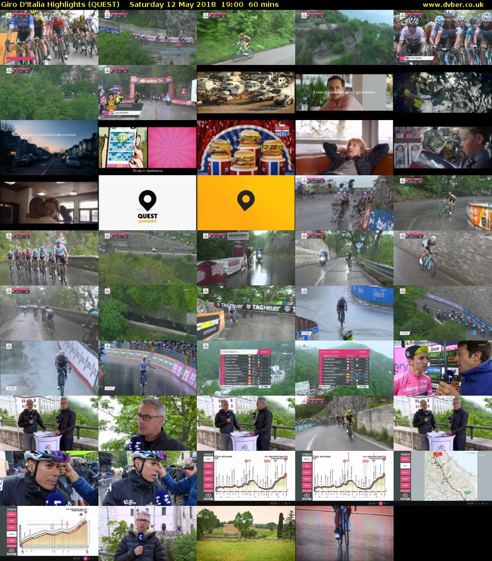 Giro D'Italia Highlights (QUEST) Saturday 12 May 2018 19:00 - 20:00