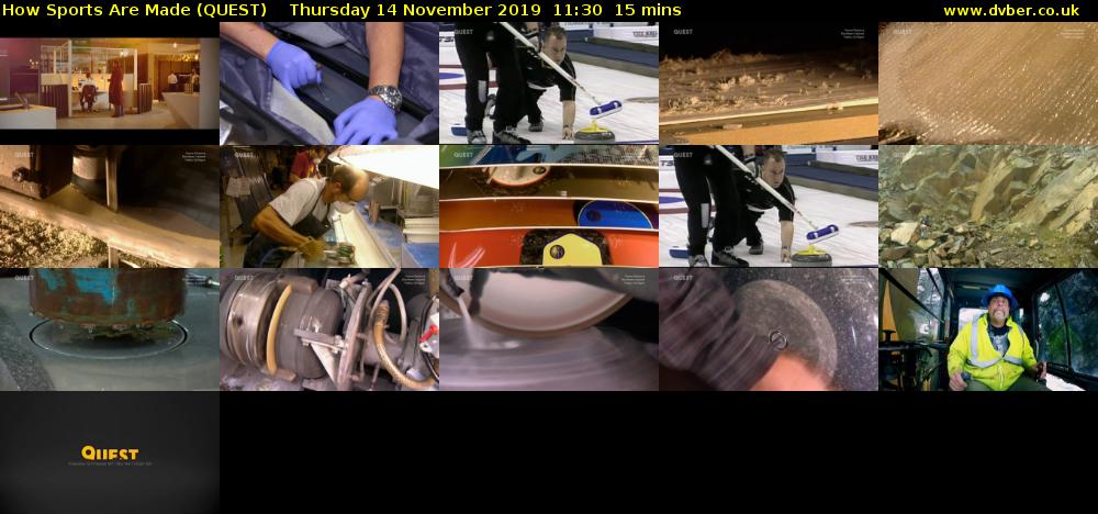 How Sports Are Made (QUEST) Thursday 14 November 2019 11:30 - 11:45