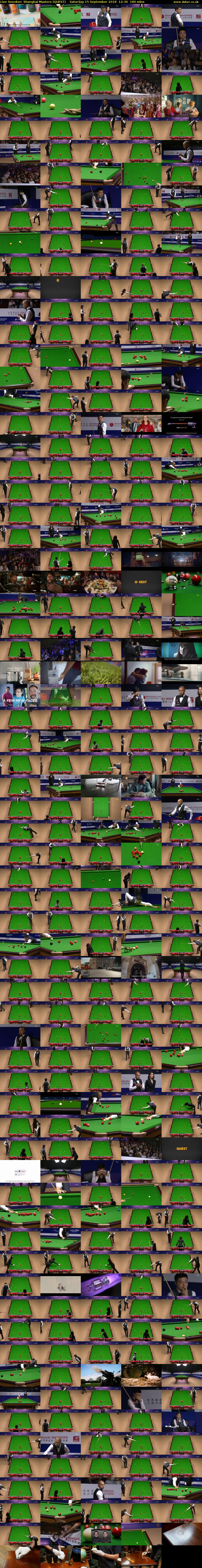Live Snooker: Shanghai Masters (QUEST) Saturday 15 September 2018 12:30 - 15:30