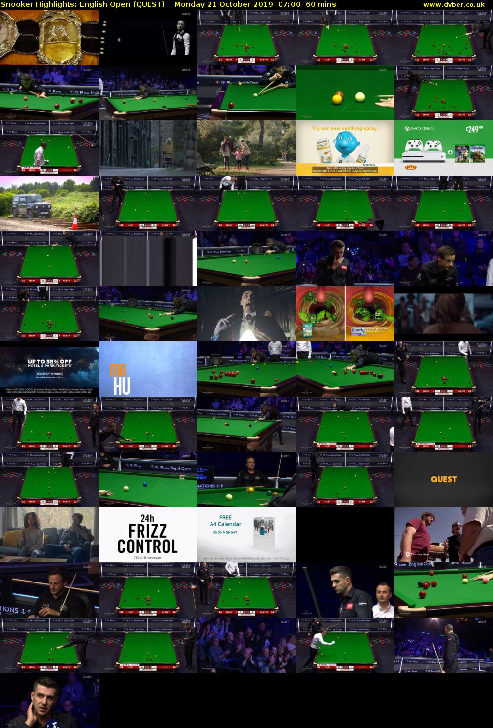 Snooker Highlights: English Open (QUEST) Monday 21 October 2019 07:00 - 08:00