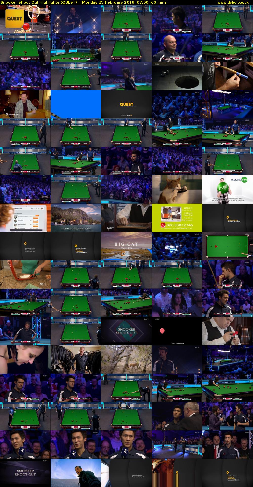 Snooker Shoot Out Highlights (QUEST) Monday 25 February 2019 07:00 - 08:00