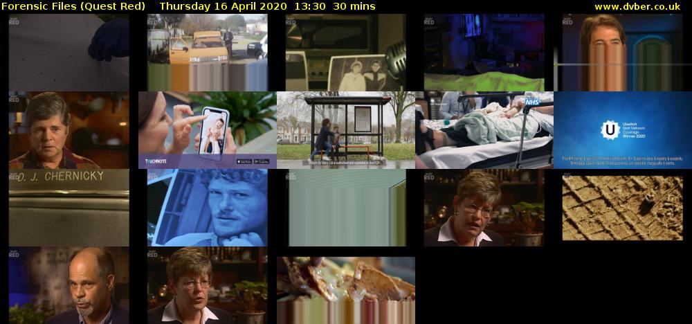 Forensic Files (Quest Red) Thursday 16 April 2020 13:30 - 14:00
