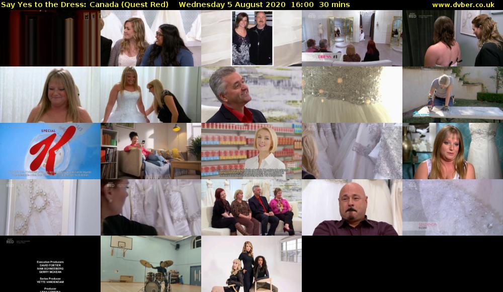 Say Yes to the Dress: Canada (Quest Red) Wednesday 5 August 2020 16:00 - 16:30
