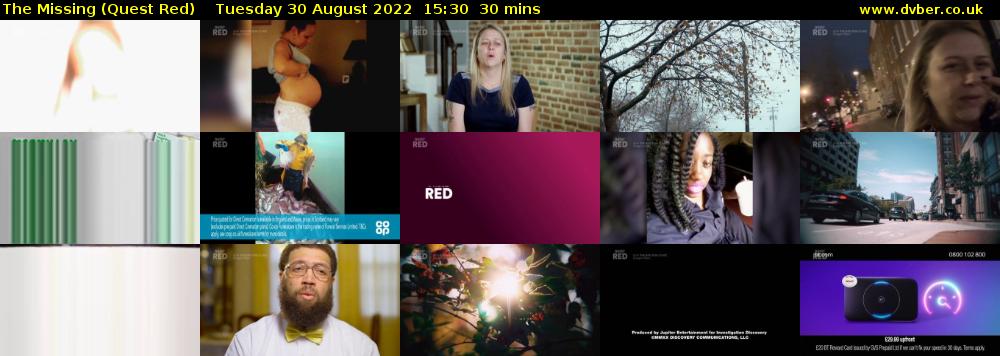 The Missing (Quest Red) Tuesday 30 August 2022 15:30 - 16:00