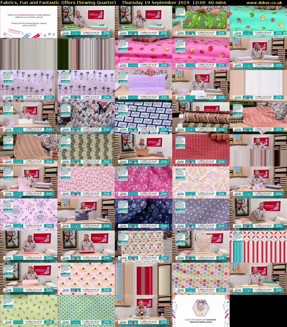 Fabrics, Fun and Fantastic Offers (Sewing Quarter) Thursday 19 September 2019 12:00 - 13:00