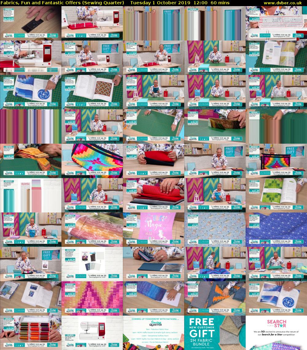 Fabrics, Fun and Fantastic Offers (Sewing Quarter) Tuesday 1 October 2019 12:00 - 13:00