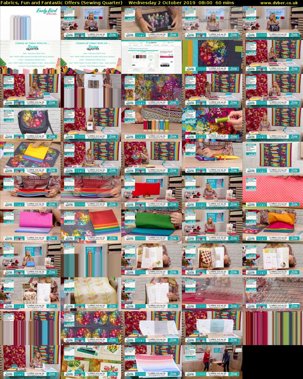 Fabrics, Fun and Fantastic Offers (Sewing Quarter) Wednesday 2 October 2019 08:00 - 09:00