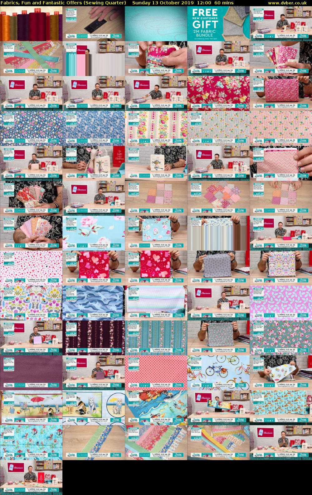 Fabrics, Fun and Fantastic Offers (Sewing Quarter) Sunday 13 October 2019 12:00 - 13:00