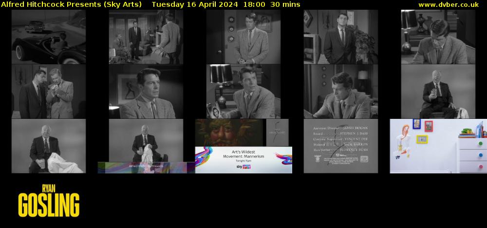 Alfred Hitchcock Presents (Sky Arts) Tuesday 16 April 2024 18:00 - 18:30