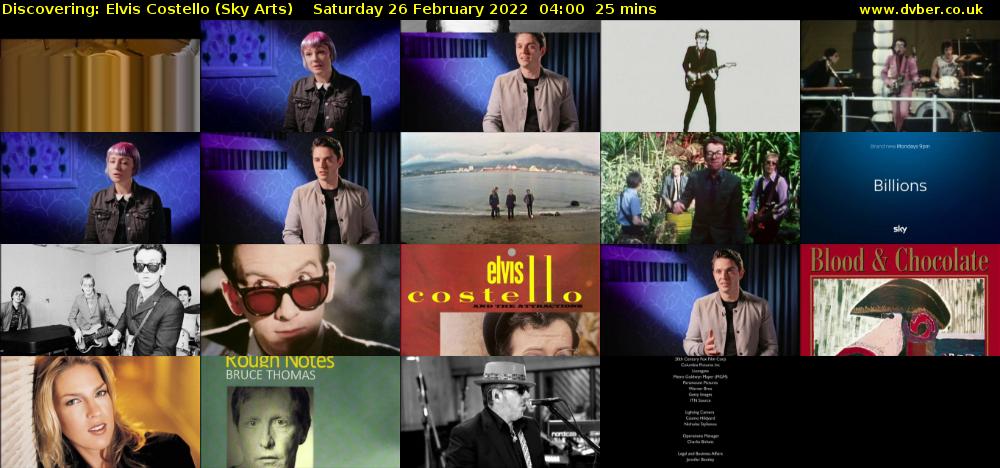 Discovering: Elvis Costello (Sky Arts) Saturday 26 February 2022 04:00 - 04:25