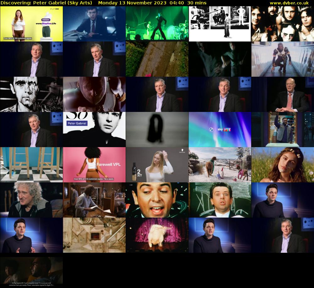 Discovering: Peter Gabriel (Sky Arts) Monday 13 November 2023 04:40 - 05:10