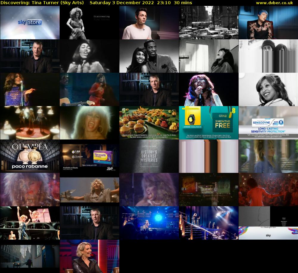 Discovering: Tina Turner (Sky Arts) Saturday 3 December 2022 23:10 - 23:40