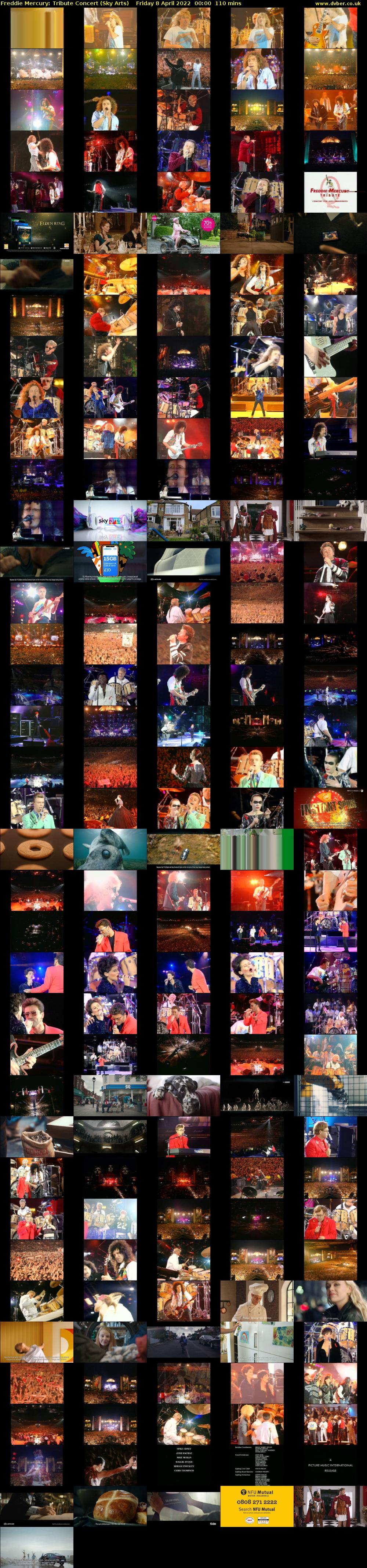 Freddie Mercury: Tribute Concert (Sky Arts) Friday 8 April 2022 00:00 - 01:50