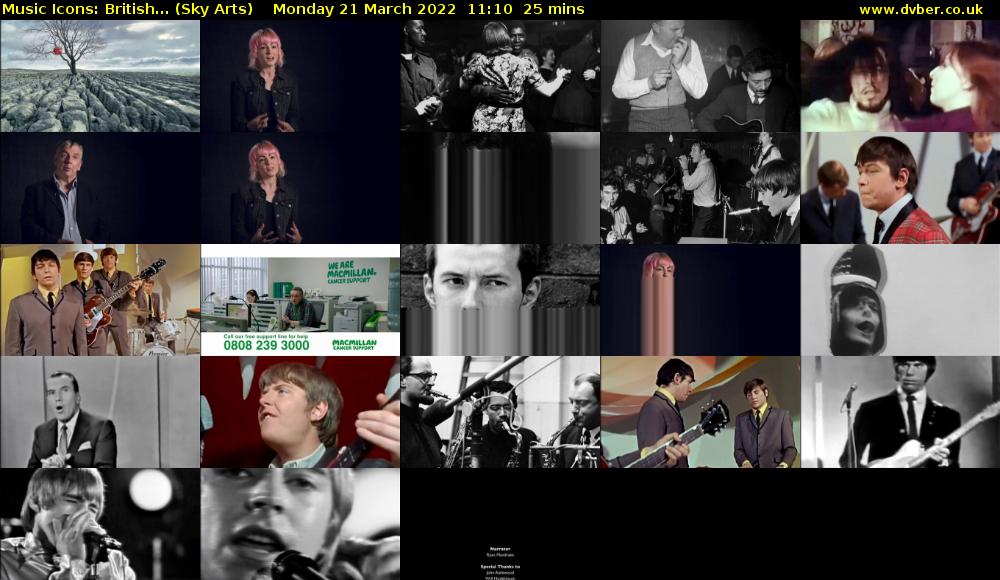 Music Icons: British... (Sky Arts) Monday 21 March 2022 11:10 - 11:35