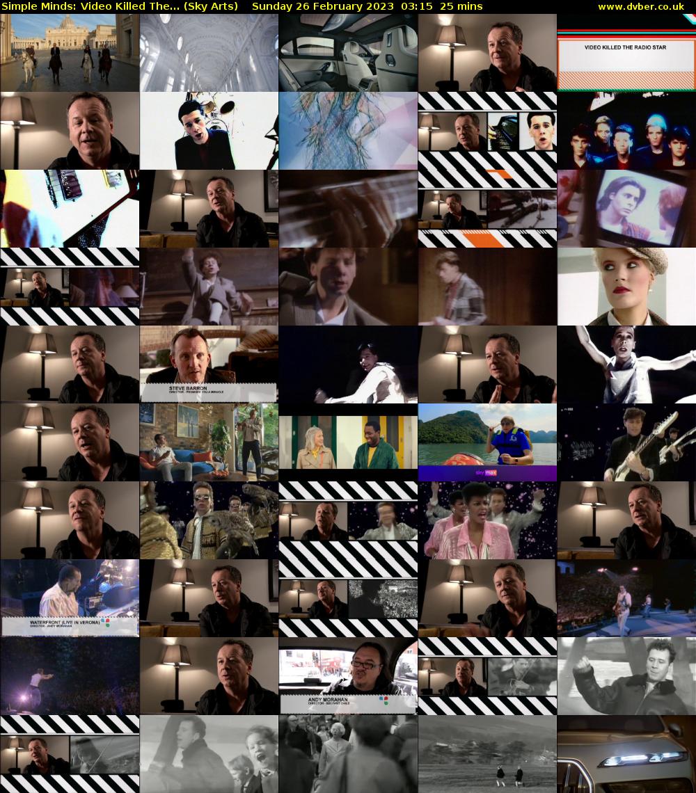 Simple Minds: Video Killed The... (Sky Arts) Sunday 26 February 2023 03:15 - 03:40
