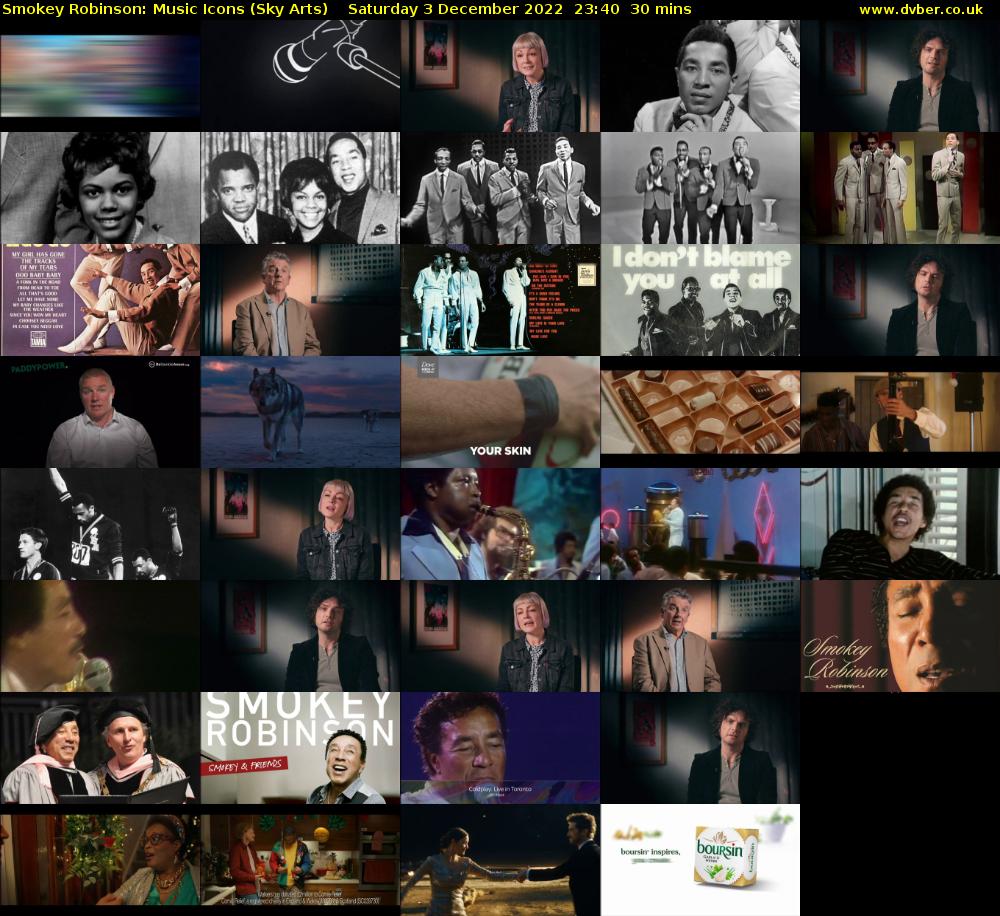 Smokey Robinson: Music Icons (Sky Arts) Saturday 3 December 2022 23:40 - 00:10