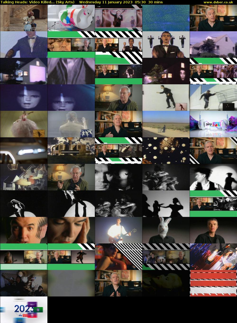 Talking Heads: Video Killed... (Sky Arts) Wednesday 11 January 2023 05:30 - 06:00