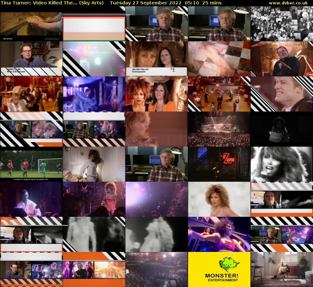 Tina Turner: Video Killed The... (Sky Arts) Tuesday 27 September 2022 05:10 - 05:35