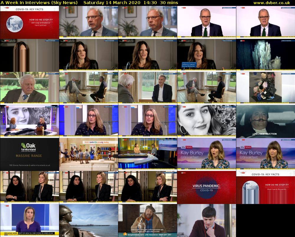 A Week In Interviews (Sky News) Saturday 14 March 2020 14:30 - 15:00