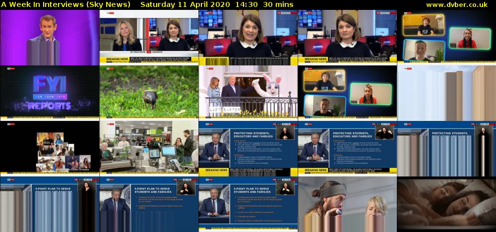 A Week In Interviews (Sky News) Saturday 11 April 2020 14:30 - 15:00