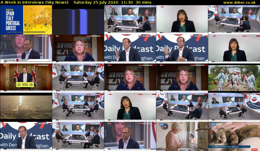 A Week In Interviews (Sky News) Saturday 25 July 2020 11:30 - 12:00