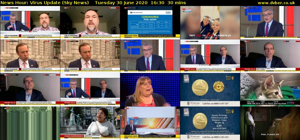 News Hour: Virus Update (Sky News) Tuesday 30 June 2020 16:30 - 17:00