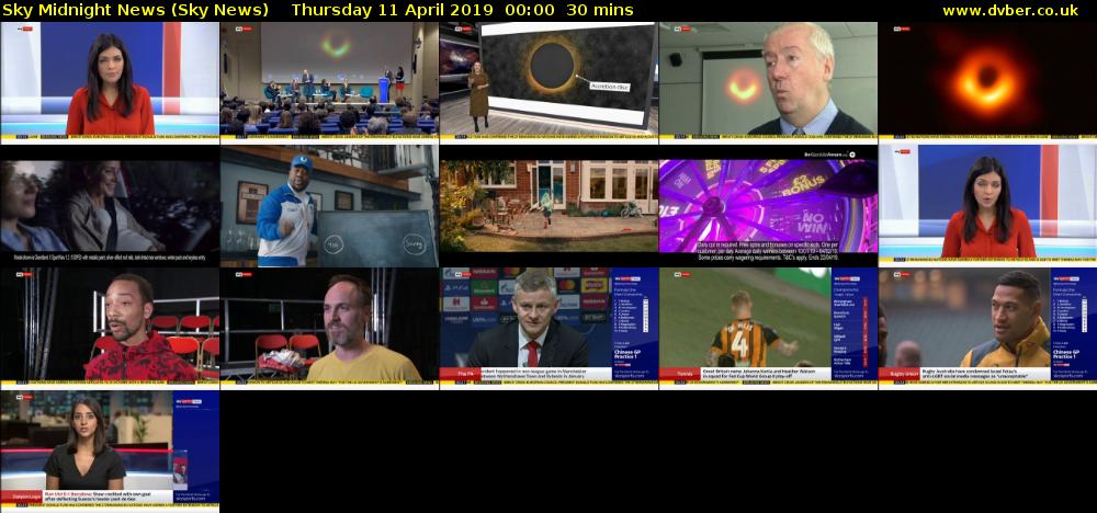 Sky Midnight News (Sky News) Thursday 11 April 2019 00:00 - 00:30