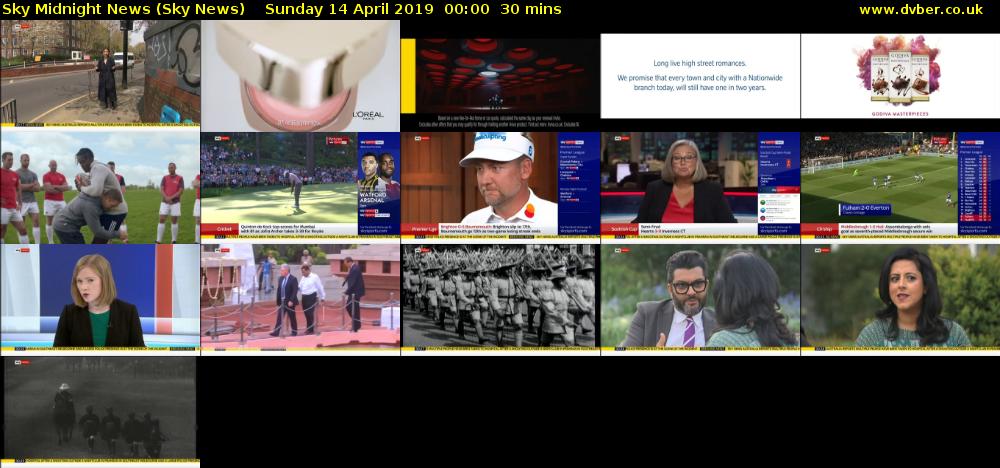 Sky Midnight News (Sky News) Sunday 14 April 2019 00:00 - 00:30