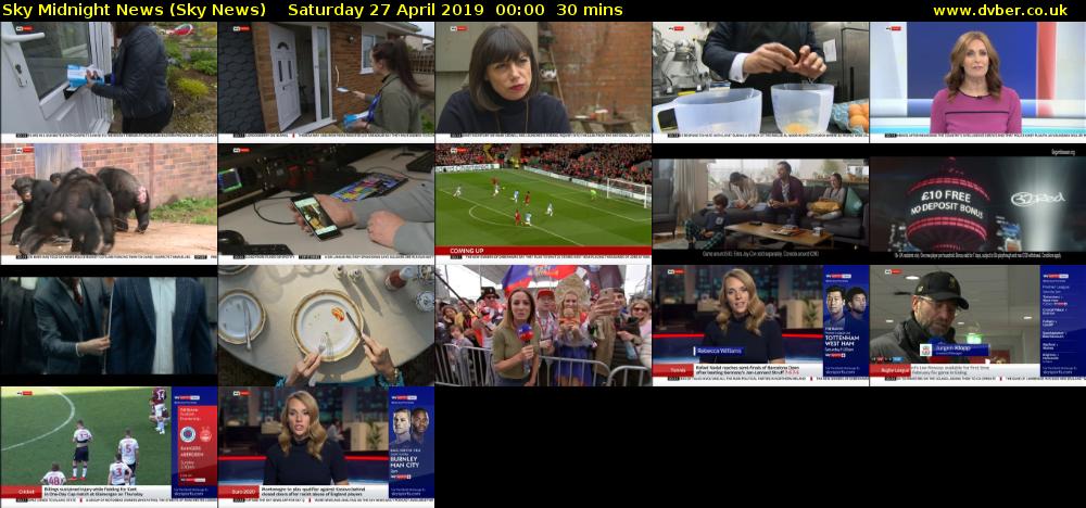 Sky Midnight News (Sky News) Saturday 27 April 2019 00:00 - 00:30