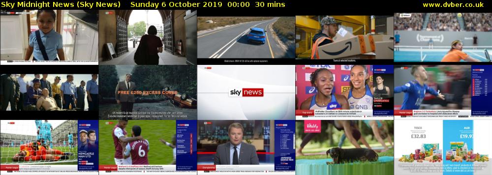 Sky Midnight News (Sky News) Sunday 6 October 2019 00:00 - 00:30