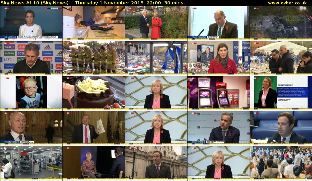Sky News At 10 (Sky News) Thursday 1 November 2018 22:00 - 22:30